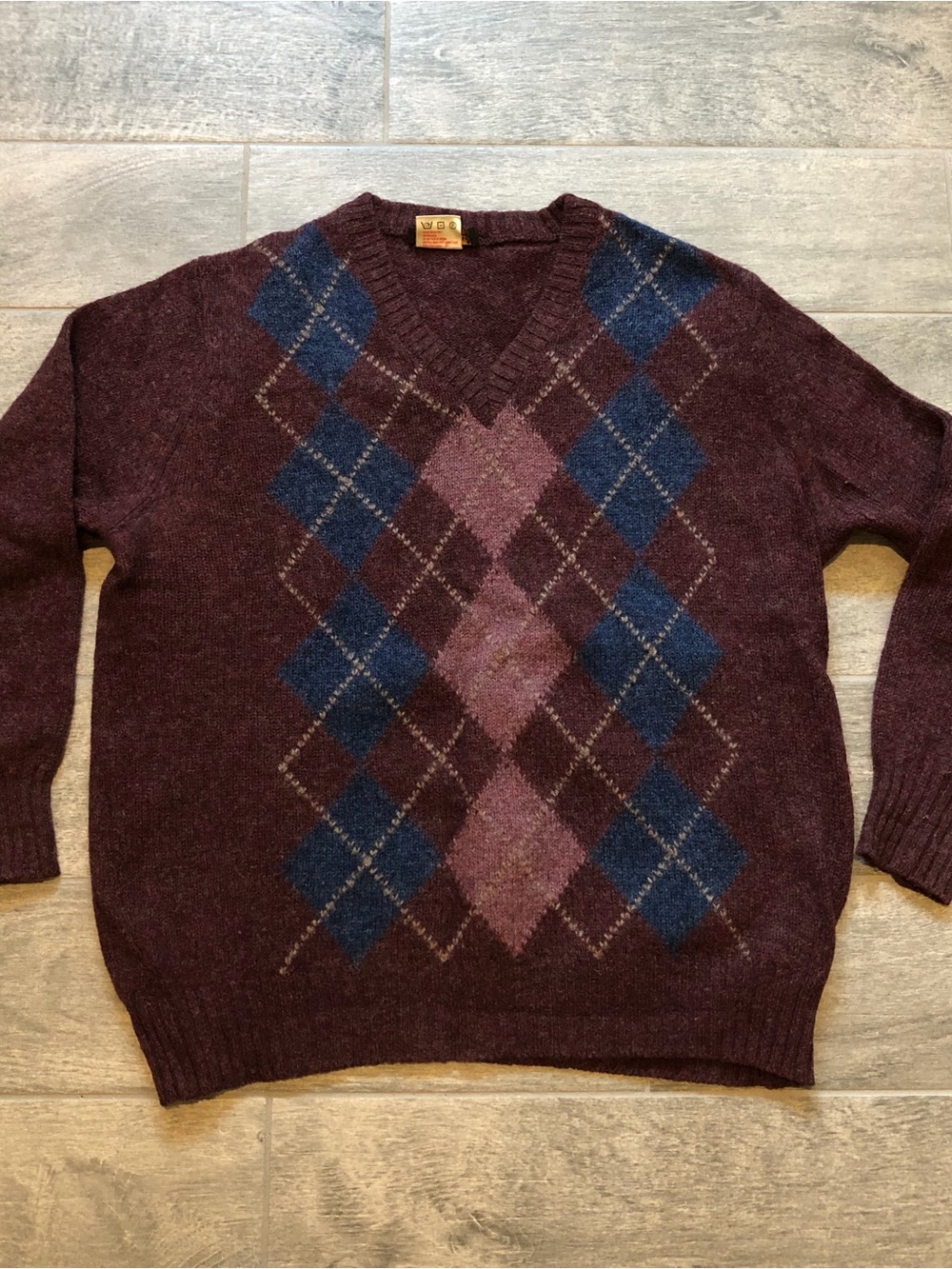 Vintage 100% Shetland Wool Plaid Sweater Outdoor Mens Size XL - Made in Ireland